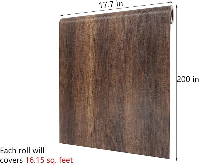 Decotalk 200"x17.7" Wood Grain Contact Paper Wooden Contact Paper for Cabinets Removable Vinyl Wrap Wood Decorative Peel and Stick Woods Wallpaper Self Adhesive Wooden Look Wallpaper for Countertops