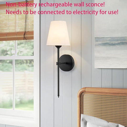 Wall Sconces Sets of 2, Retro Industrial Wall Lamps, Bathroom Vanity Sconces Wall Lighting with White Fabric Shade, Suitable for Bedroom Living Room Corridor Kitchen