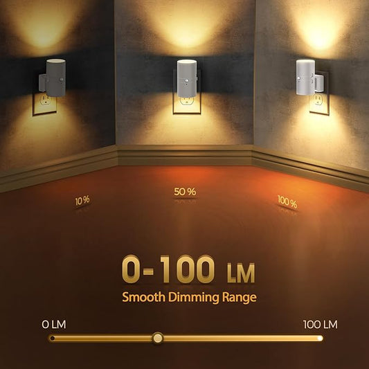 Briignite Motion Sensor Night Light,Motion Activated Plug in Night Lights, 0-100LM Dimmable Soft White 3000K, Motion Sensor Light Indoor for Bathroom Hallway Bedroom Stairway Kid Elderly Pet