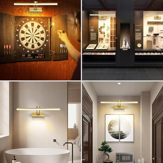 Picture Light,5200mAh Battery Picture Light with Remote, 16inches Metal Frame Light for Paintings, Rechargeable Display Wall Lamp for Gallery Portrait Artwork (Brass)