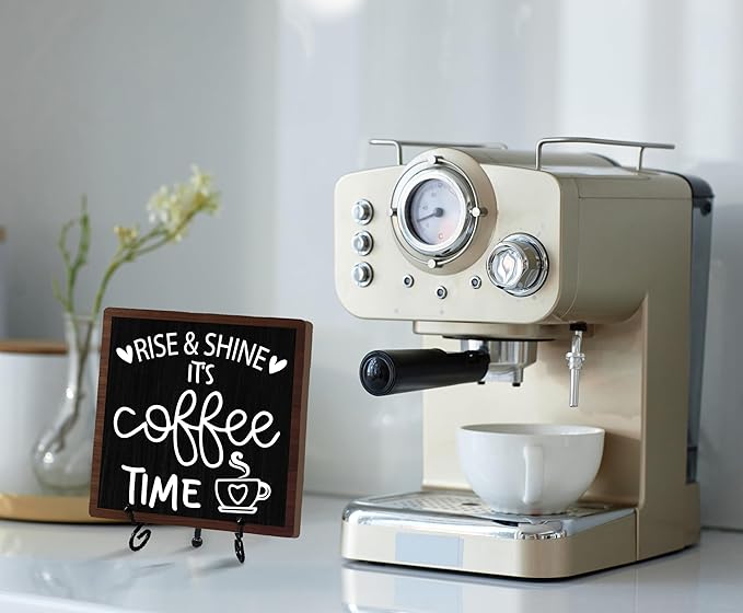 Coffee Desk Decor Sign, Coffee Time Sign With Stand For Farmhouse Home Kitchen Table, Wine Sign For Farmhouse Home Kitchen Bar Shelf Table, Gifts For Family Friend Coworker, B14