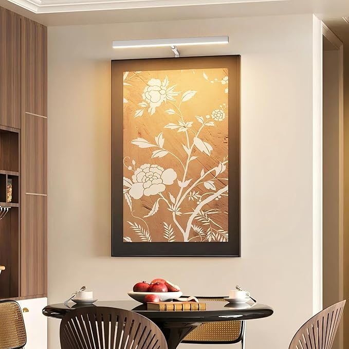 Plug in Picture Lights for Wall, 16 inch Dimmable LED Art Light with Remote, 3 Colour Temperature Gallery Painting Wall Light for Picture Display Dartboard Art Work (Nickel)