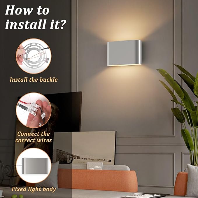 Aipsun Nickel Modern LED Wall Sconces 4 Packs Indoor Wall Lights Hardwired Up and Down Wall Mount Light for Living Room Bedroom Hallway Corridor Conservatory Warm White 3000K(with G9 Bulbs)