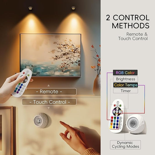 Rechargeable Picture Lights for Wall, 3 Pack Magnetic Picture Lights with Remote, 3 Color Temps & 12 RGB, Dimmable Timer LED Picture Frame Light for Artwork, Portraits, Posters, and Display Decoration