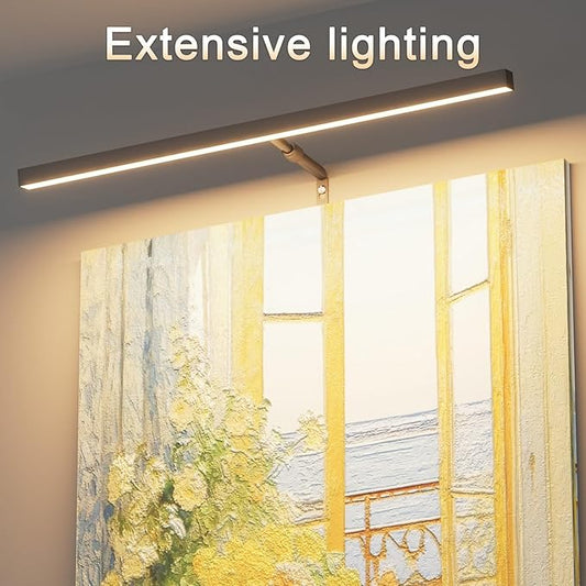 24" Plug in Picture Light for Paintings with Remote Control, 9W LED Art Display Lighting for Gallery, Dartboard, Artwork, Black Wall Mounted Picture Frame Light