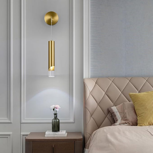 Gold Wall Sconces Modern LED Wall Lights Acrylic Wall Lighting Bathroom Vanity Light Fixture Indoor Wall Fixture for Bedroom Bedside Corridor Hallway Living Room(1-Pack)