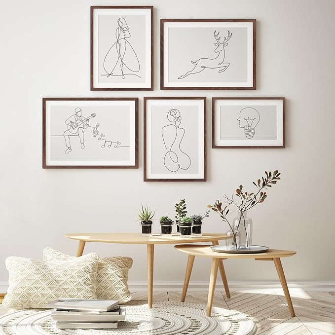 puthiac 12x18 Solid Oak Wood Picture Frame, Fits 8x12 with Mat or 12x18 Without Mat, Wall Display Only, Vertical or Horizontal, Plexi Front, 3 Pack, Walnut