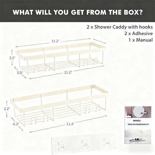 Moforoco Shower Caddy Shelf Organizer Rack, Self Adhesive Black Bathroom Shelves Basket, Home Farmhouse Wall Inside Organization and Storage Decor Rv Accessories, First Camper Apartment Essentials