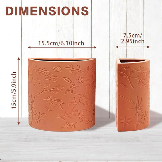 Decorative Bookends, Flower Pot Book Ends for Shelves, Terracotta Kitchen Bookends Novelty Plant Pot Holder, Office Book Shelf Accessories with Funny Indoor Plants Pot