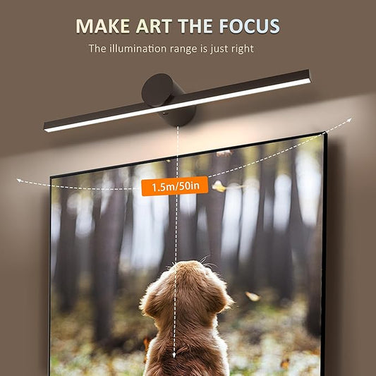 ZitoStory Battery Operated Picture Light with Remote,Wireless Dimmable Art Lights for Paintings Rechargeable Gallery Light Artwork Lighting for Canvas, Portrait (Black,20'' Inch)
