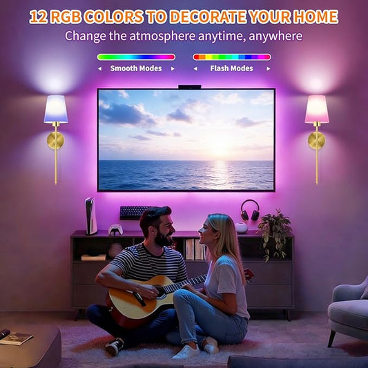 TISLYCO Battery Operated Wall Sconces Set of 2, Gold Rechargeable Wall Lamps with 2500mAh Magnet Detachable Dimmable Remote Bulbs,12 RGB Colors & 3 Color Temperatures Wireless Wall Lights for Bedroom