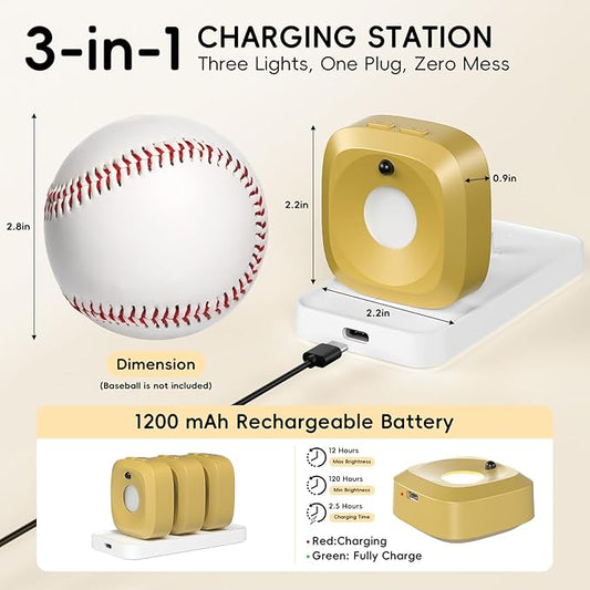 Picture Lights for Wall with Charge Station, 3 Pcs Rechargeable Magnetic Poster Lights with 3 Color Temperatures, Dimmable Timer Painting Wall Decor Light for Art Display, Frame (Gold)