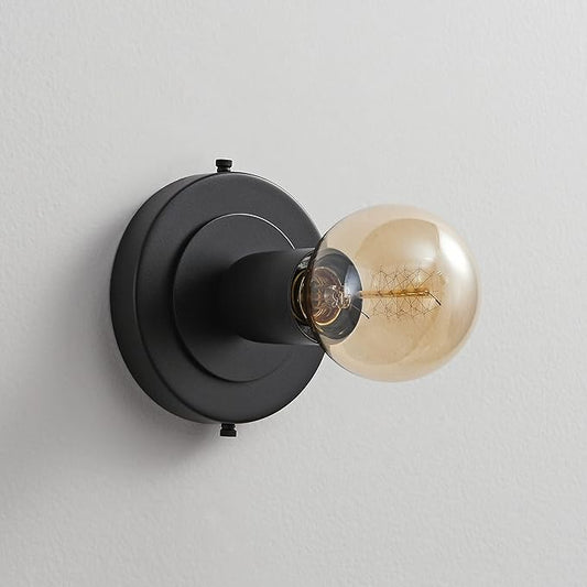 BRIGHTTIA Luna Uno 1-Light Wall Sconce - Mid Century Industrial Modern Flush Mount Fixture for Wall & Ceiling - Minimalist Lamp for Bathroom and Small Spaces - Matte Black (BC0026-1B)