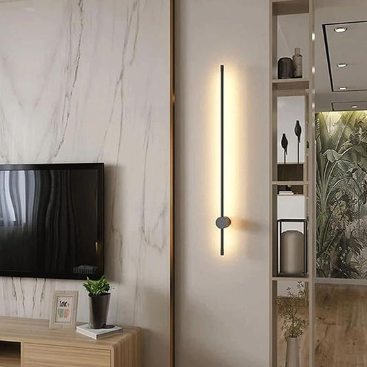 Minimalist Black LED Wall Light - 3-Color Adjustable Sconce for Bedroom & Living Room - 350° Rotatable Aluminium Design (100cm)(Black,100cm)