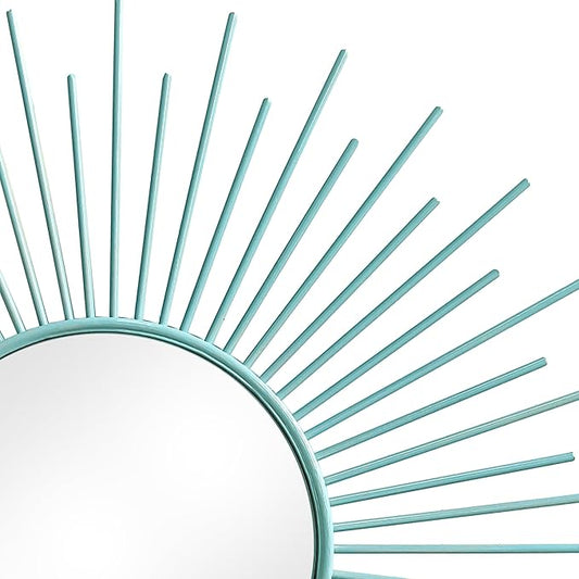 3 Pack Metal Mirrors for Wall Sunburst Wall Mirrors Home Décor Decorative Hanging Wall Art for Living Room Bedroom Entryway (Blue, Sunburst)