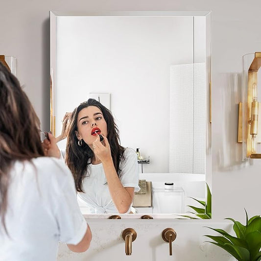 Rectangular Beveled Bathroom Mirrors, 32X55 inch Square Frameless Mirror, Rectangular Frameless Mirrors,Beveled Bathroom Mirror。