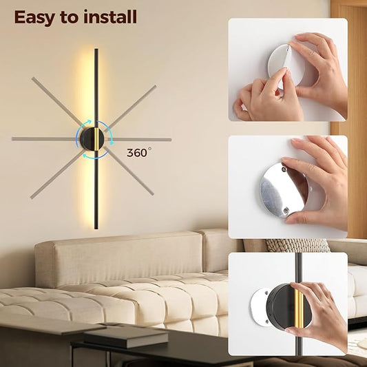 Wireless Wall Sconce Battery Operated Set of 2 - Wireless Peel and Stick wall sconces wall Lamps for Living Room No Drill Lights for Living Room, Bedroom,Staircase & Entryway