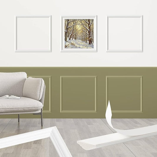 6 Sets Peel and Stick Wall Molding Kit, Premade Wainscoting Panels, Self Adhesive 3D Trim for Interior Walls Picture Frame(16"x16")