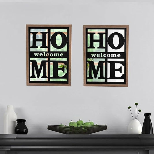 2 PCS Accent Mirrors,Home Signs Wall Decor, Rustic Farmhouse Wall Mirror for Living Room, Bedroom, Bathroom & Entryway 18”x12”