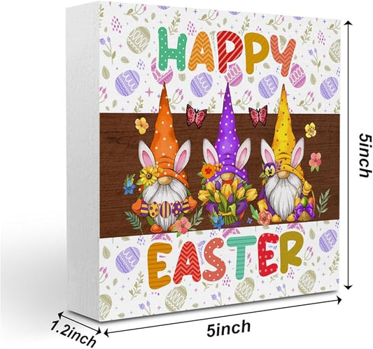 Easter Decorations Indoor Easter Party Gnomes Decorations Farmhouse Easter Gnomes Sign for Home Room Badroom Bathroom Office Table Mantle Desk Decor