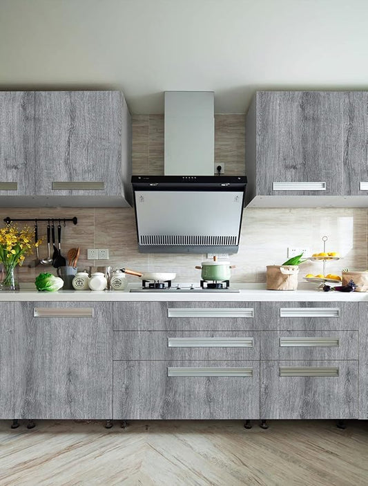 17.7"x118"Wood Wallpaper Light Grey Wood Peel and Stick Wallpaper Gray Wood Contact Paper Removable Wallpaper Self-Adhesive Wood Grain Faux Film Roll for Desk Table Wall Cabinet Shelf Draw
