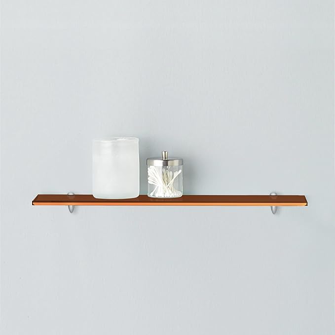 Fab Glass and Mirror 8" L x 24" W, Bronze Rectangle Floating Shelf Kit Glass Sheleves, 8" x 24" (1H-AVE6-NMJJ-BRZ)