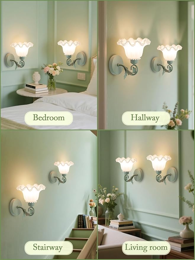 Battery Operated Wall Sconce Set of 2,Wireless Rechargeable Wall Lights with 5400mAh Bulbs & Remote & Timer,9 RGB and 3CCT Dimmable Wall Lamp for Bedroom,Living Room,Hallway Wall Decor(Green)