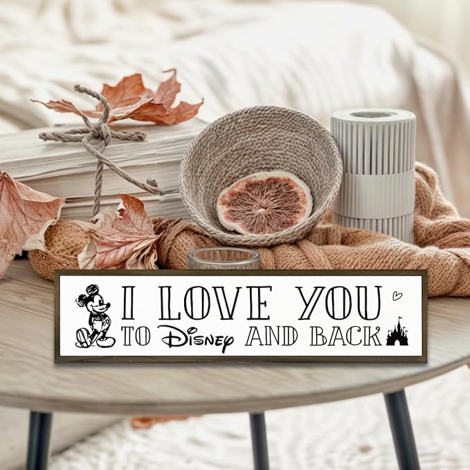 Love Sign Decor, Decorative Signs and Plaques, Wooden Box Signs for Home Decor, Master Bedroom Decors, Farmhouse Wall Decoration, Desk Decors Art, I Love You to Disney and Back Sign