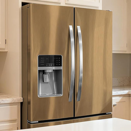 Stainless Steel Contact Paper 15.7"x 196" Dark Gold Stainless Steel Contact Paper Peel and Stick Countertop Self Adhesive Thick Texture Vinyl Waterproof Wallpaper Fridge Kitchen Cabinets