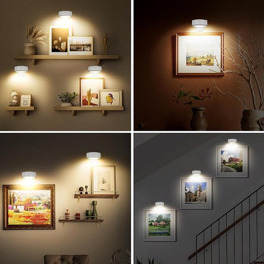 3Pcs Battery Picture Lights, Remote Painting Light for Art Disaplay,Magnetic Wall Picture Light Up/Down Light,Dimmable & Timer, 200LM 3 Lighting for Gallery Dartboard Frame Pictures