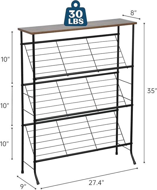LOFTEY Shoe Rack, 4 Tier Slanted Shoe Stand, Narrow Shoe Rack for Entryway, Small Space, Slim Shoe Storage with Top Shelf, Rustic Brown