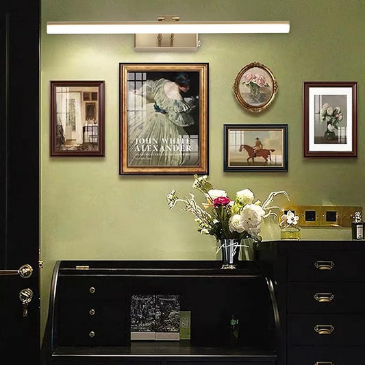 Picture Light,16inches Rechargeable Wireless Picture Light,Dimmable Led Artwork Lighting,Wall Lights for Paintings,Canvas,Gallery, Portrait (Brass)