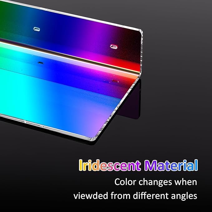9 Inches Iridescent Floating Shelves Acrylic, White Wall Shelves for Living Room Décor, Bedroom, Bathroom, Kitchen, Dining Room, Brand Store, Retails, Gaming Room, 2 Pack