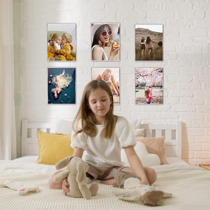 DZZ Clear Acrylic Photo Picture Frames Display Picture,Wall Mounting Clear for Home,School,office,-Vertical, 4x6, Set of 6