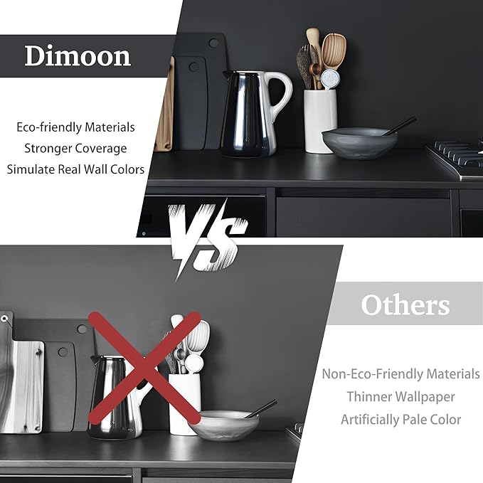 Dimoon 17.7''x177'' Peel and Stick Wallpaper Dark Grey Contact Paper for New Environmentally Friendly Materials Thickening Upgrade Embossed Renter Friendly Gray Wall Modern Vinyl Countertop Bedroom