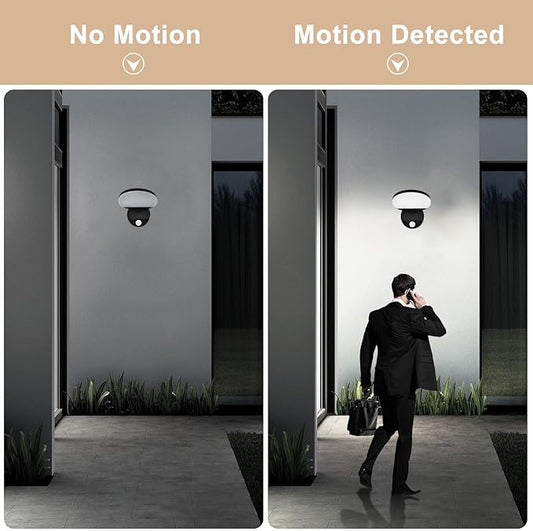 Wired Motion Sensor Outdoor Lights Fixtures LED 18W Modern Exterior Porch Lights Wall Sconces Light for Doorway Patio Garage Matt Black Round 6000K Cool White