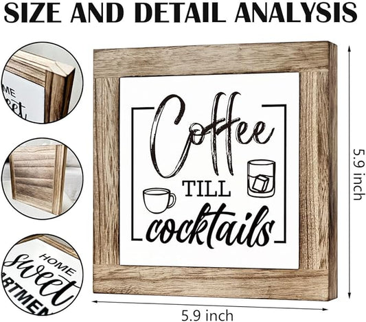 Rustic Coffee Bar Sign - Wooden Block Set, Perfect for Home or Kitchen Decor, Coffee Lover Gift