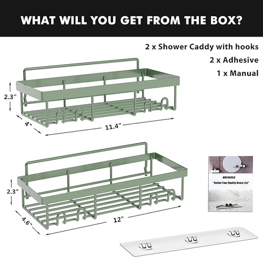 Moforoco Shower Caddy Shelf Organizer Rack, Self Adhesive Black Bathroom Shelves Basket, Home Farmhouse Wall Inside Organization and Storage Decor Rv Accessories, First Camper Apartment Essentials