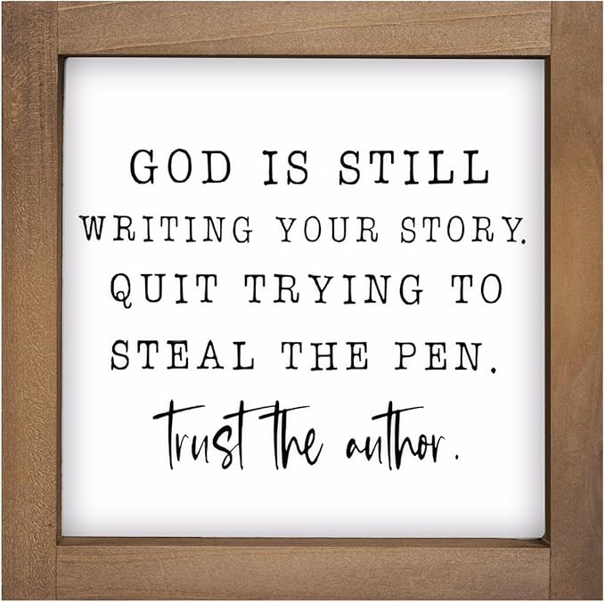 6 Inch Christian Office Decor Sign, Wood Framed God Is Still Writing Your Story Decorative Inspirational Signs Gift for Coworkers, Indoor Home Desk Cubicle Table Shelf Accessories