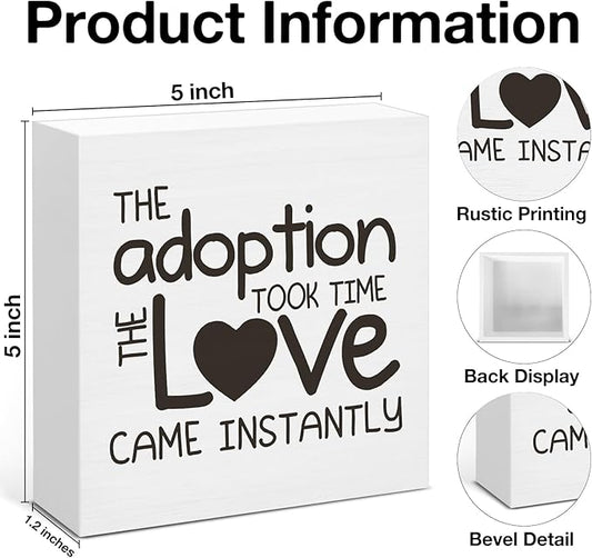 Adoption Gifts for Adoptive Parents, Thank You Gifts for Adoptive Parents, Adoption Day Gift Wooden Sign for Home Office Desk Decoration 5 x 5 Inches