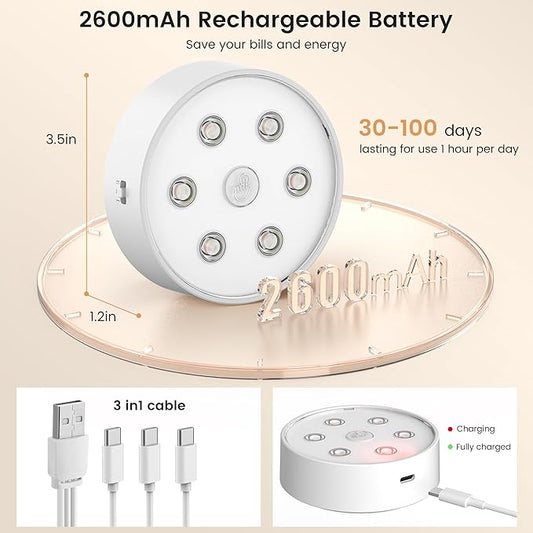 Onumii Rechargeable Under Cabinet Lighting Puck Lights with 2.4G Remote 2600mAh Sync and Groupable Color Changing Magnetic Stick on Tap Lights for Cabinet, Shelves, Display Case (6Pack White)