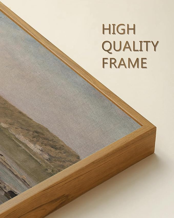 SHENIFY 11x14in Vintage Landscape Mountain River Decor for Bathroom Office Hallway Decor - Natural Framed