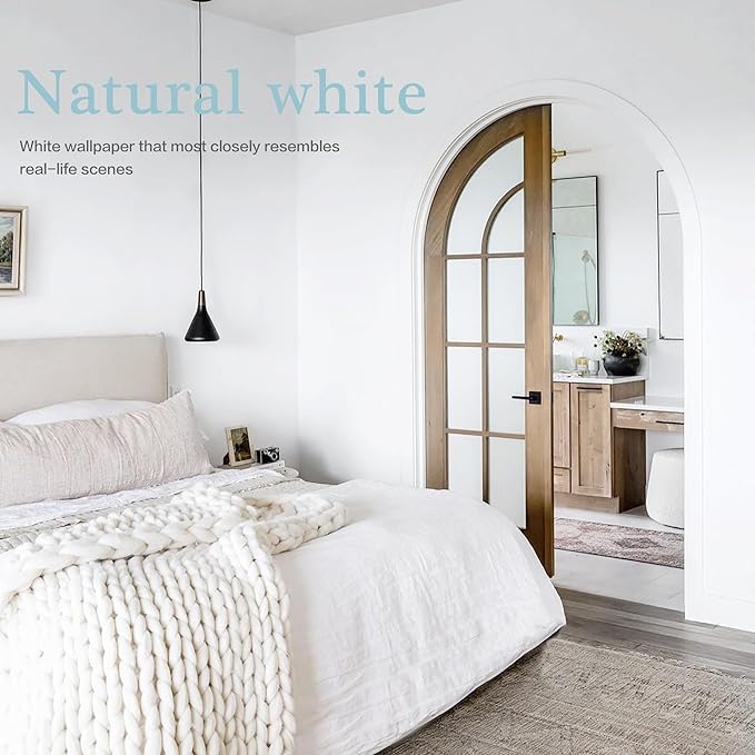 Dimoon 394''x23.6'' Peel and Stick Wallpaper White Contact Paper for New Environmentally Friendly Materials Thickening Upgrade Embossed Renter Friendly Wall Paper Modern Vinyl Wrap Countertop Bedroom
