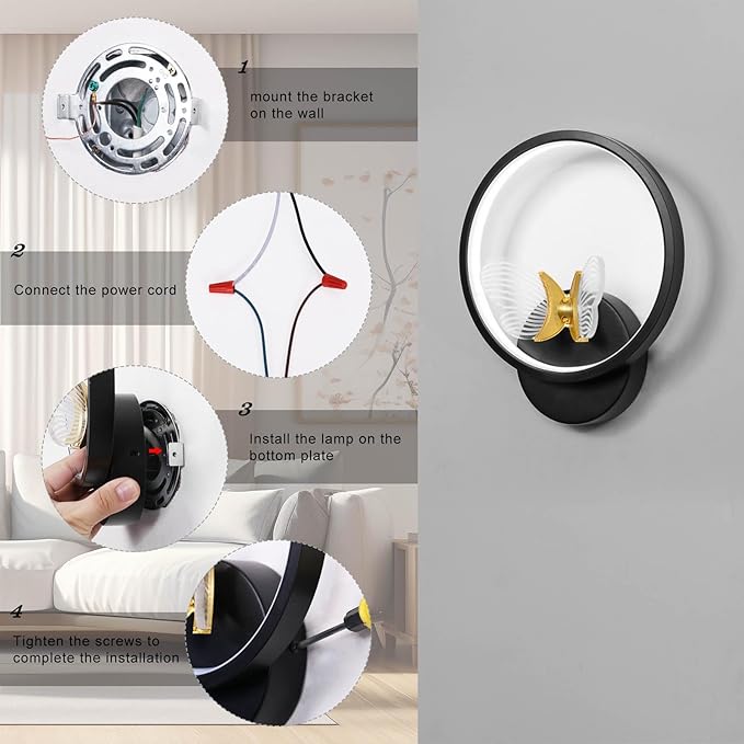 XEYOU 16W Modern Wall Sconce Lighting Indoor LED Creative Wall Light Fixture Butterfly Shape Decoration Wall Lamp for Living Room Bedroom Stair Corridor