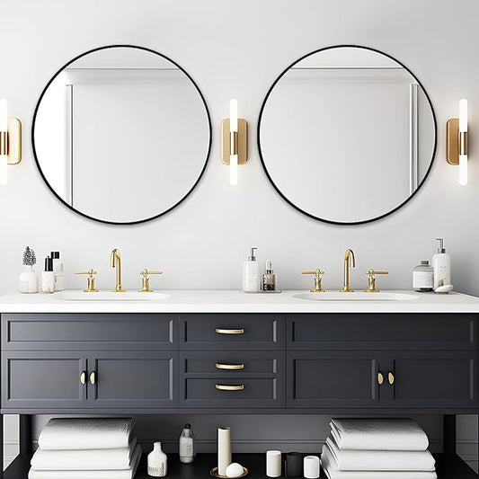 Fabuday Black Round Mirror 32 Inch for Bathroom - Large Wall Circle Mirror for Living Room, Entryway, Bedroom, Hallyway Big Circular Mirror with Matte Frame