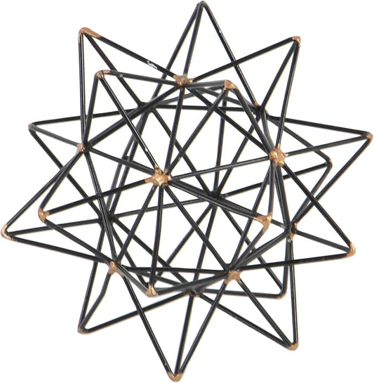 Deco 79 Metal Geometric Decorative Sculpture Home Decor Statue with Gold Accents, Accent Figurine 7" x 7" x 7", Black