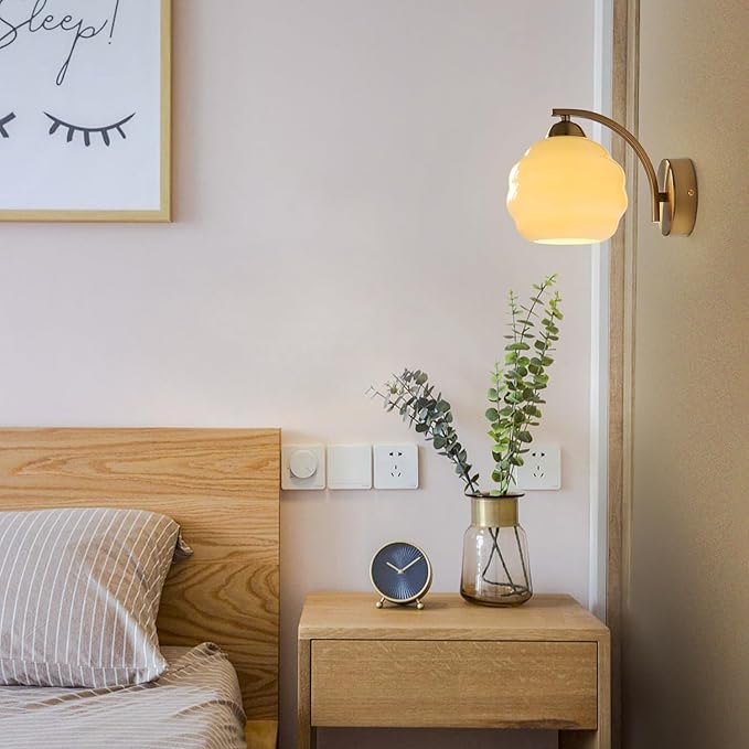 Mid Century Modern Gold Wall Sconce Glass Sconces Wall Lighting Bathroom Vanity Light Fixtures Globe Wall Lamp Bedroom Wall Lights for Living Room Bedroom Hallway Foyer