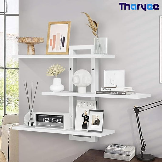 Floating Shelves for Wall Decor, 3 Tier Wall Mounted Storage Shelves, Bathroom Shelves, Decorative Hanging Storage Shelf for Living Room, Bedroom, Kitchen (White, 3 Tier)