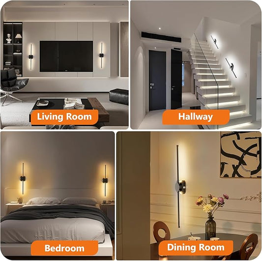 HEERTTOGO Battery Operated Wall Sconces Set of 2,10000Mah Living Room Wall Lights with Remote Control,360° Rotatable Dimmable 3-Color Temperature Led Rechargeable Wall Lamp for Bedroom,Hallway