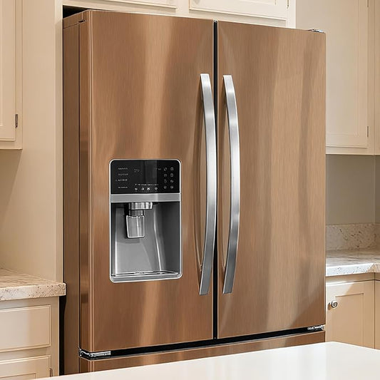 Stainless Steel Peel and Stick Wallpaper 15.7"x 118" Brass Stainless Steel Contact Papers Peel and Stick Countertop Self Adhesive Thick Vinyl Waterproof Wallpaper Fridge Kitchen Cabinets